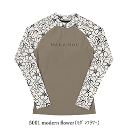 [ MAKA-HOU ] �C���i�[�u���t�����b�V���K�[�h / Rash Guard with Pad 11W11 5001 modern flower�i ���_���t�����[ �j