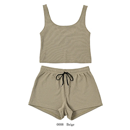 [ MAKA-HOU ] �G�R�f�ރ^���N�g�b�v�V���[�g�p���c�Z�b�g�A�b�v / Tank top & Short pants ECO set 0008 begie ( �x�[�W�� )